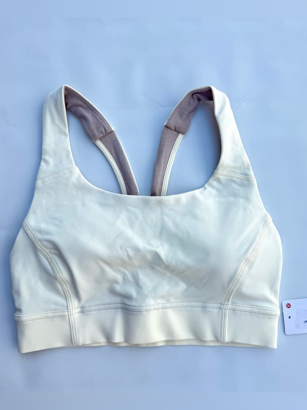 Lululemon Athletica Power Through Bra Cream color  Sports Bra Size 6